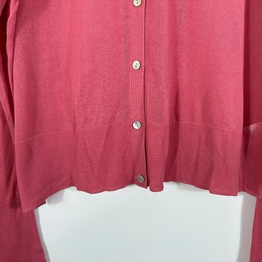 Vince. Pink Long Sleeve Thin Knit 100% Cotton Cardigan Women's Size 2X